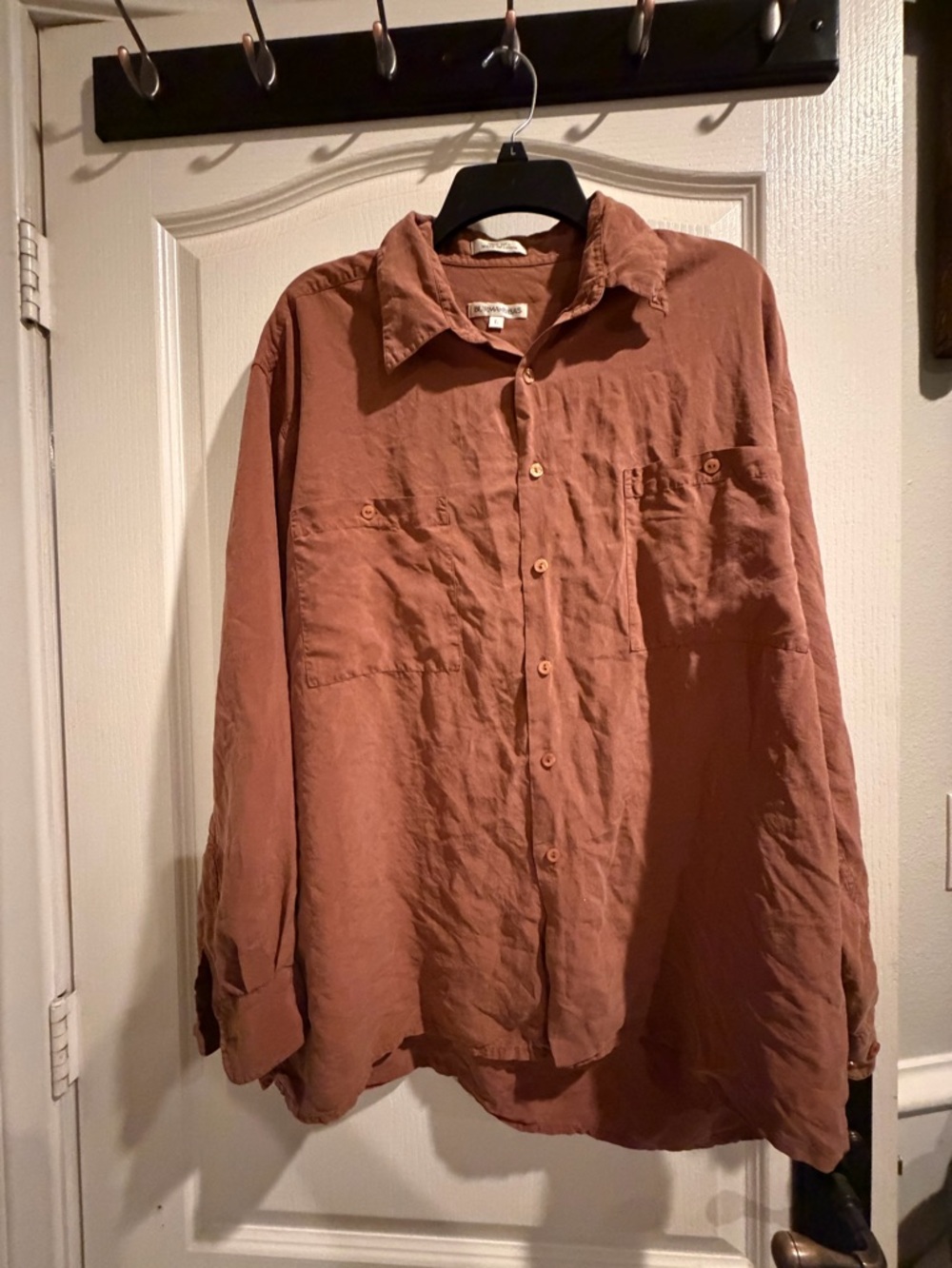 Burma Bibas Men's Casual Long-Sleeve Button-Down Shirt in Rust